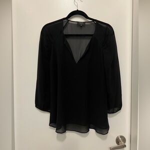 Aritzia Babaton Black Sheer Blouse
